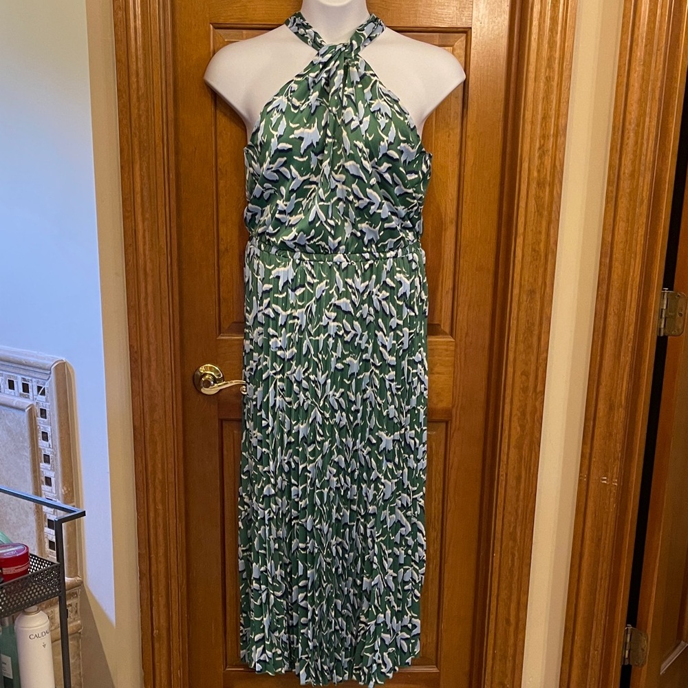 Scoop Maxi Dress Pleated Skirt Green & Blues 12/14 NWOT